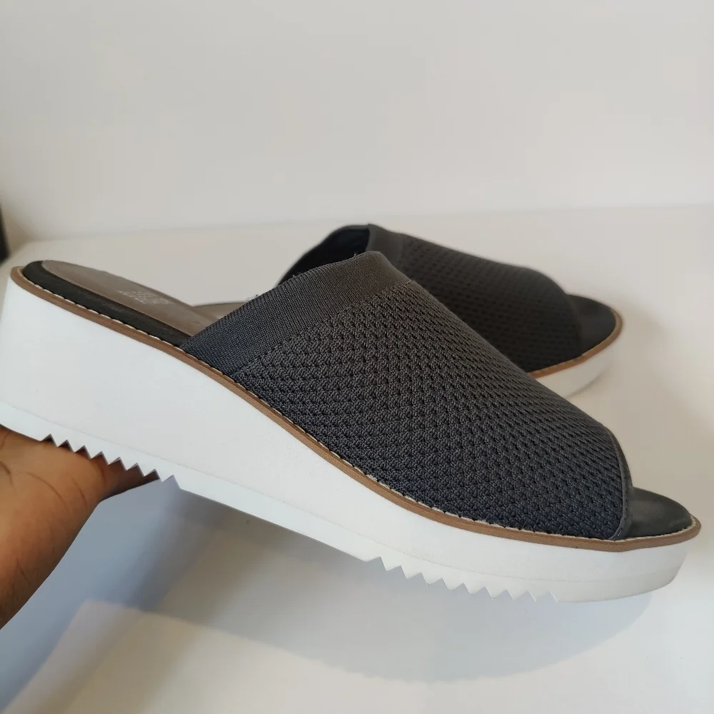 Eileen Fisher Telly Recycled Stretch Knit Wedge Sandal in gray